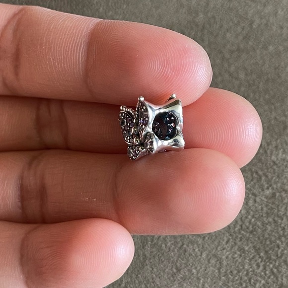 Retired Pandora Dazzling Pink Butterfly Charm Pink Crystals Purple Clear CZ EUC - Picture 7 of 8